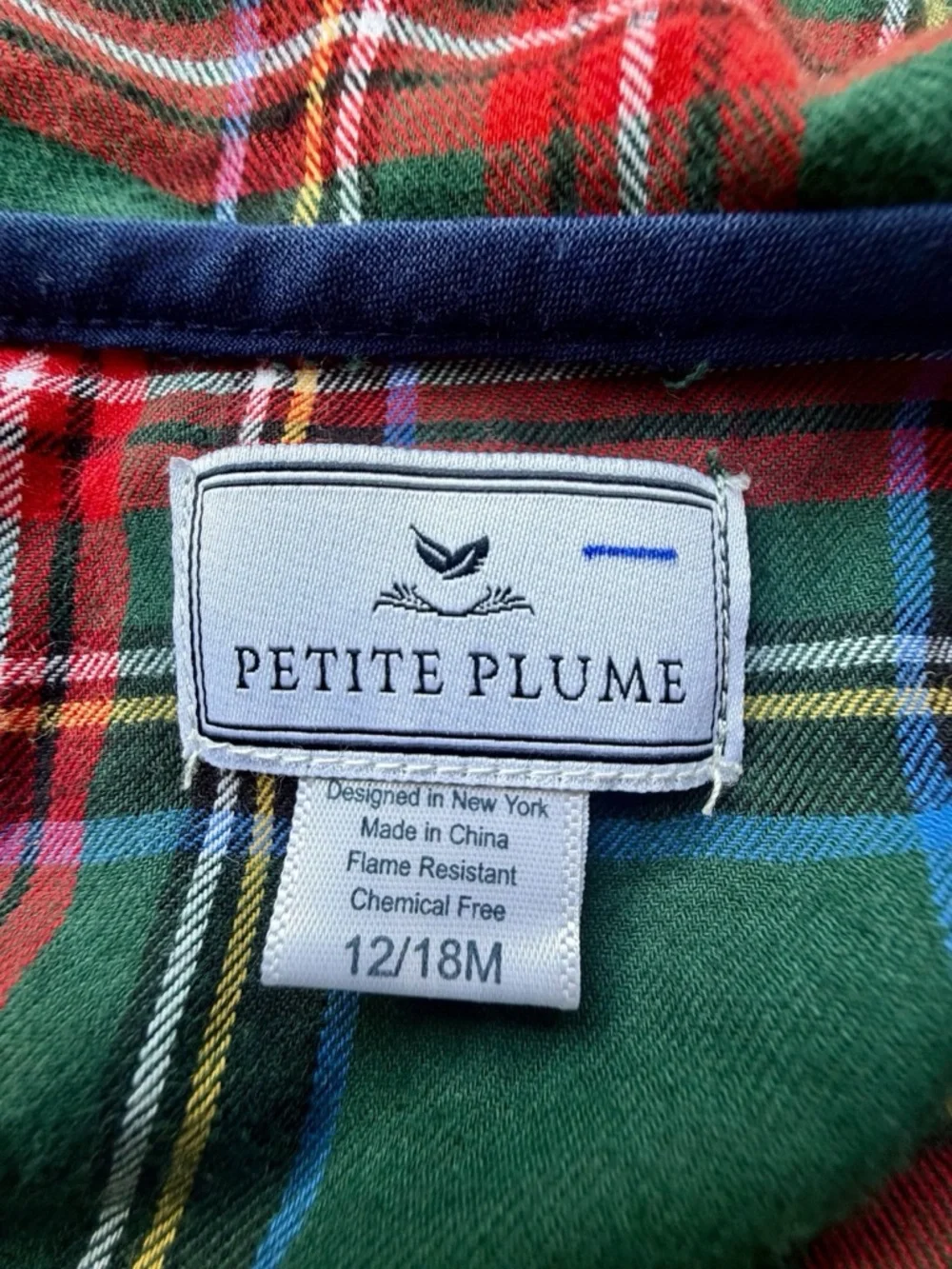Petite Plume Brushed Twill Cambridge Romper in Kensington Tartan Size 12/18M